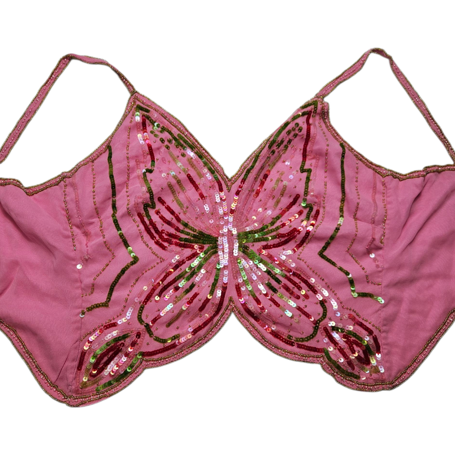 Haut dos nu en forme de papillon rose