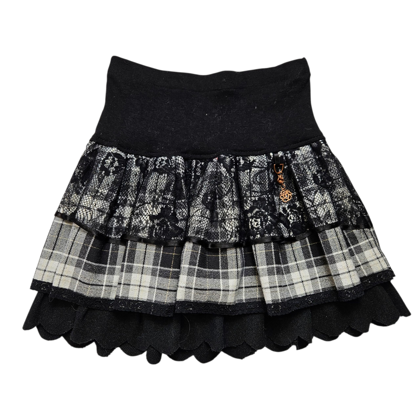 Mini jupe tartan avec dentelle
