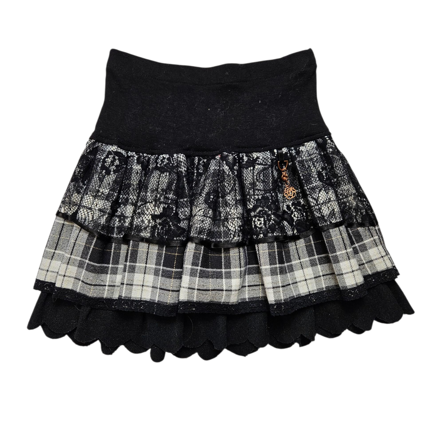 Mini jupe tartan avec dentelle