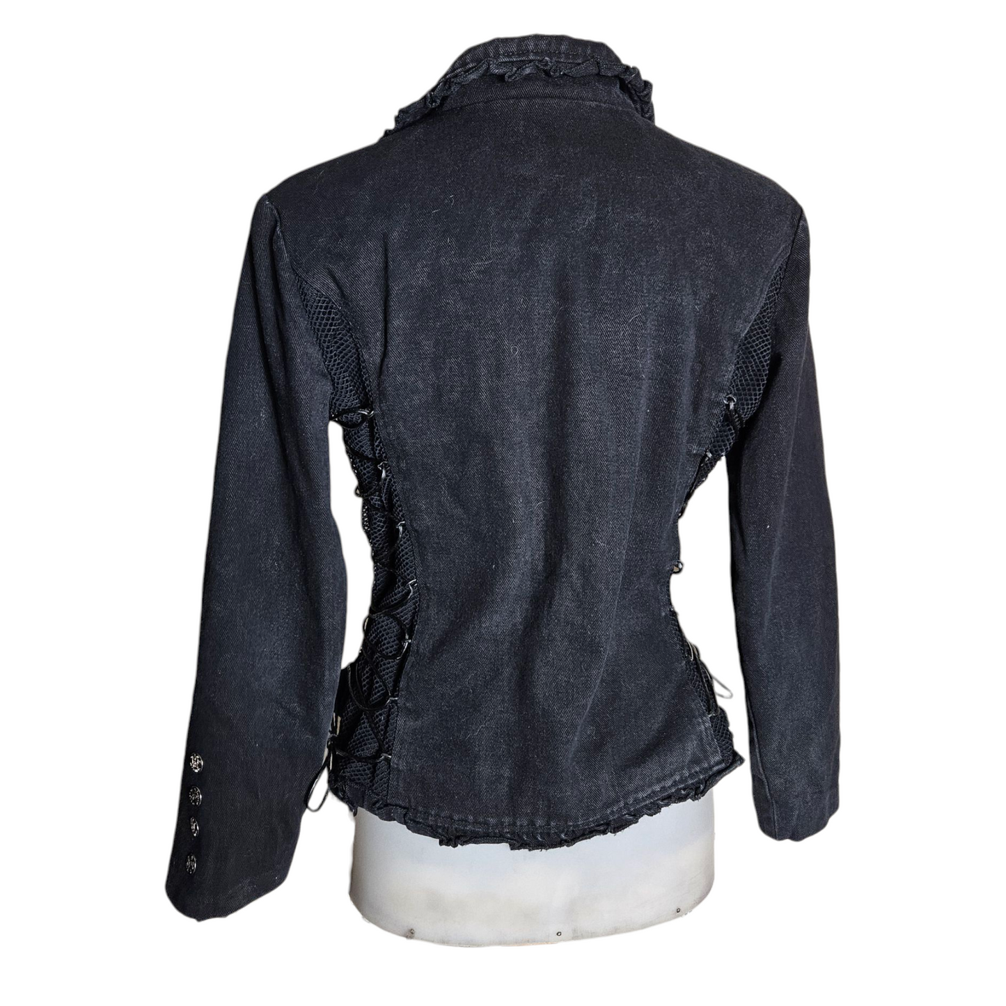 Black denim jacket with lacing