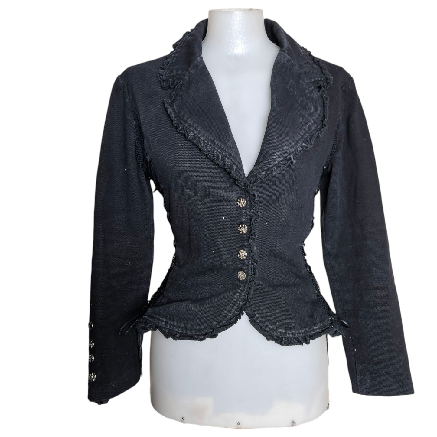 Black denim jacket with lacing
