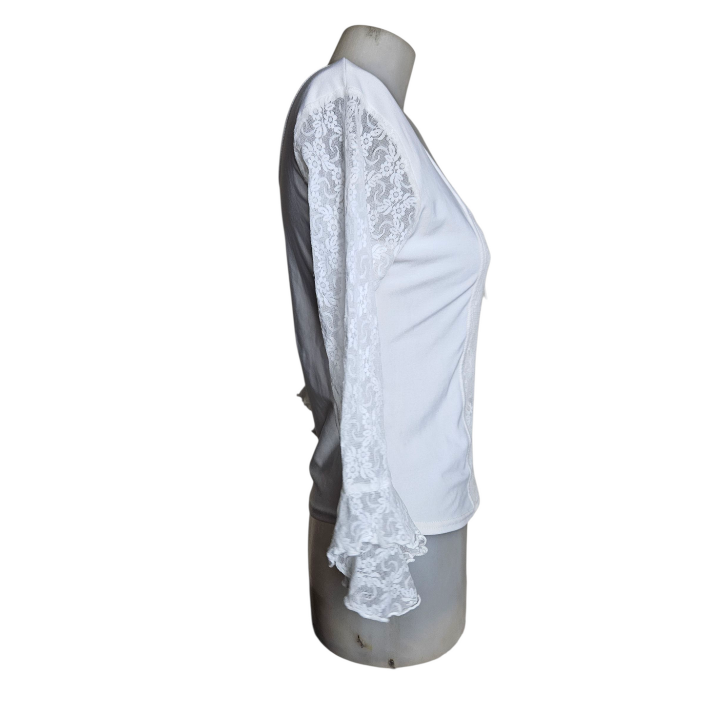 White square neck top with lace