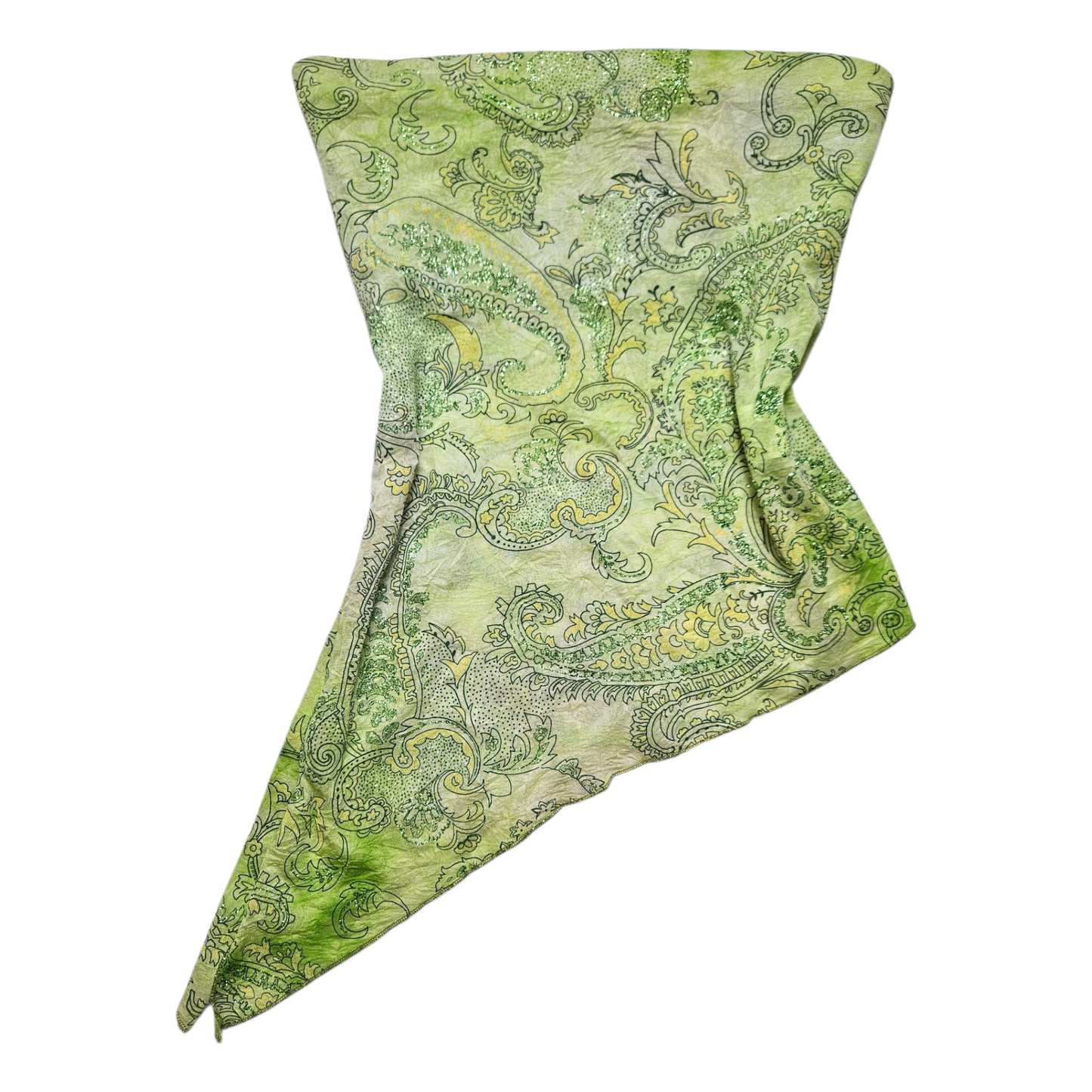 Green asymmetrical strapless top