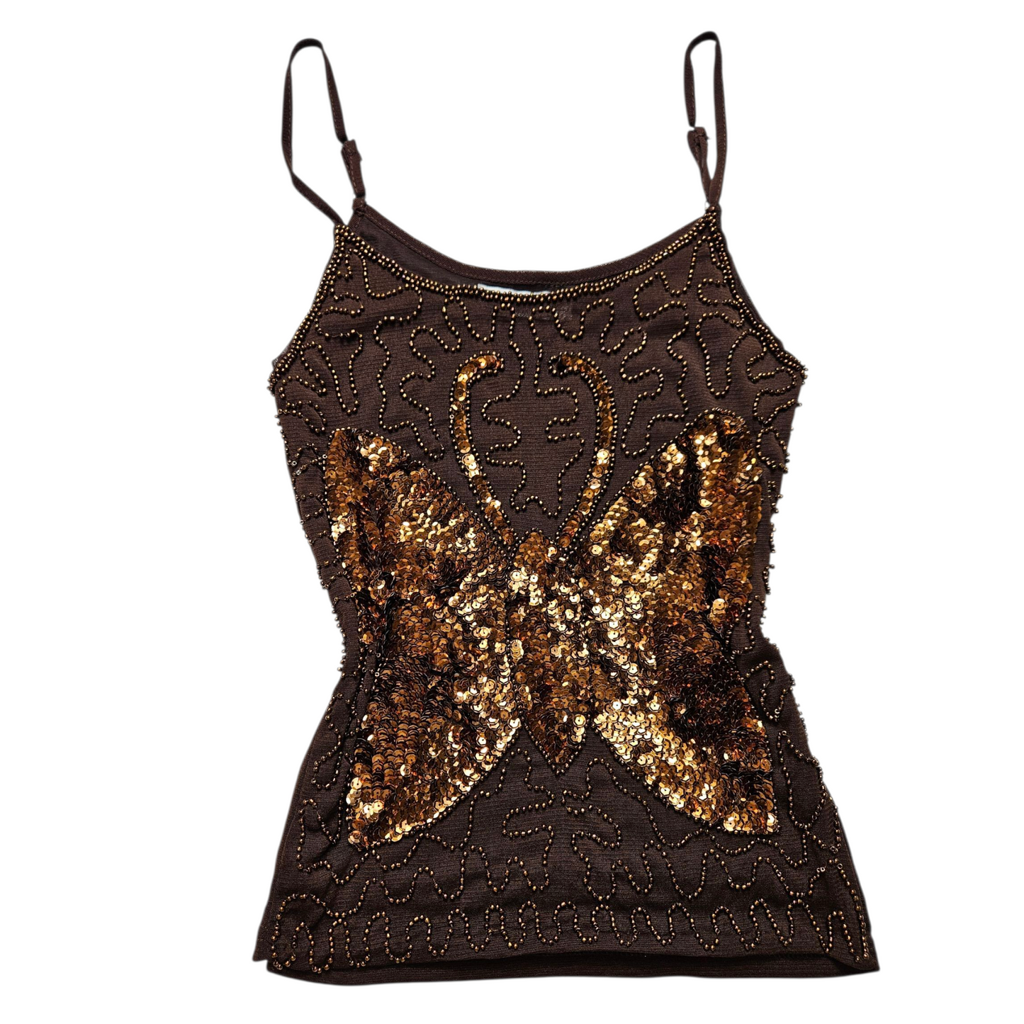 Brown voile top with sequins