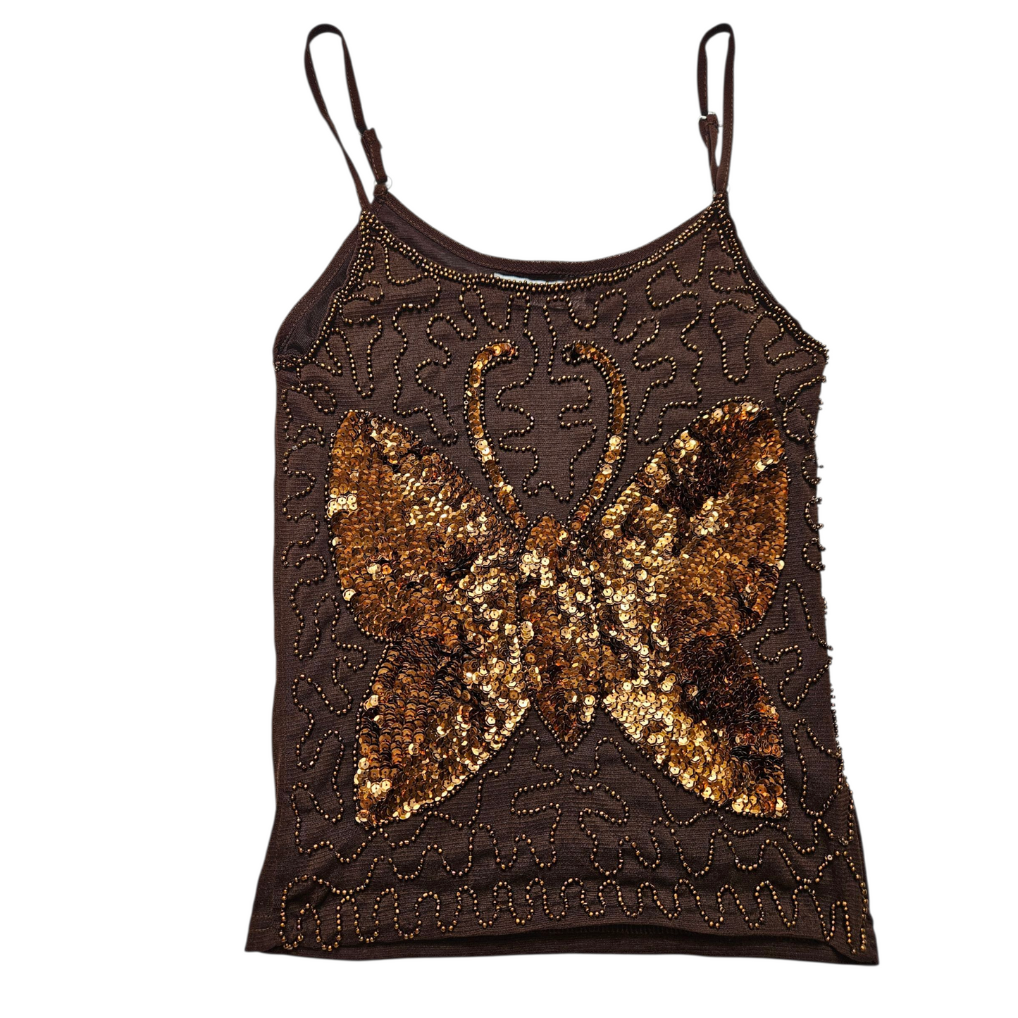 Brown voile top with sequins