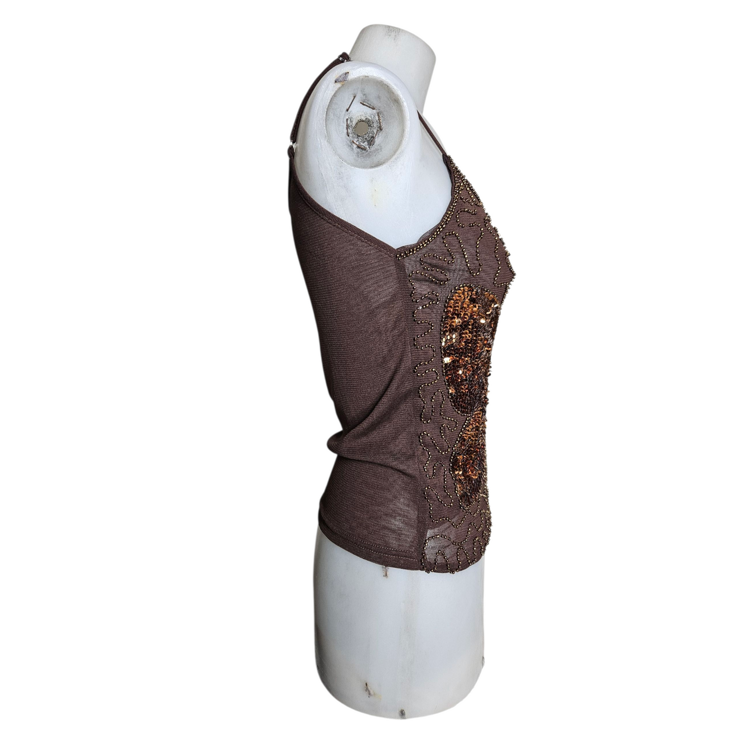 Brown voile top with sequins