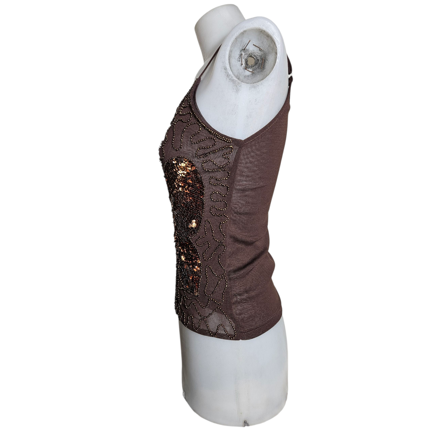 Brown voile top with sequins