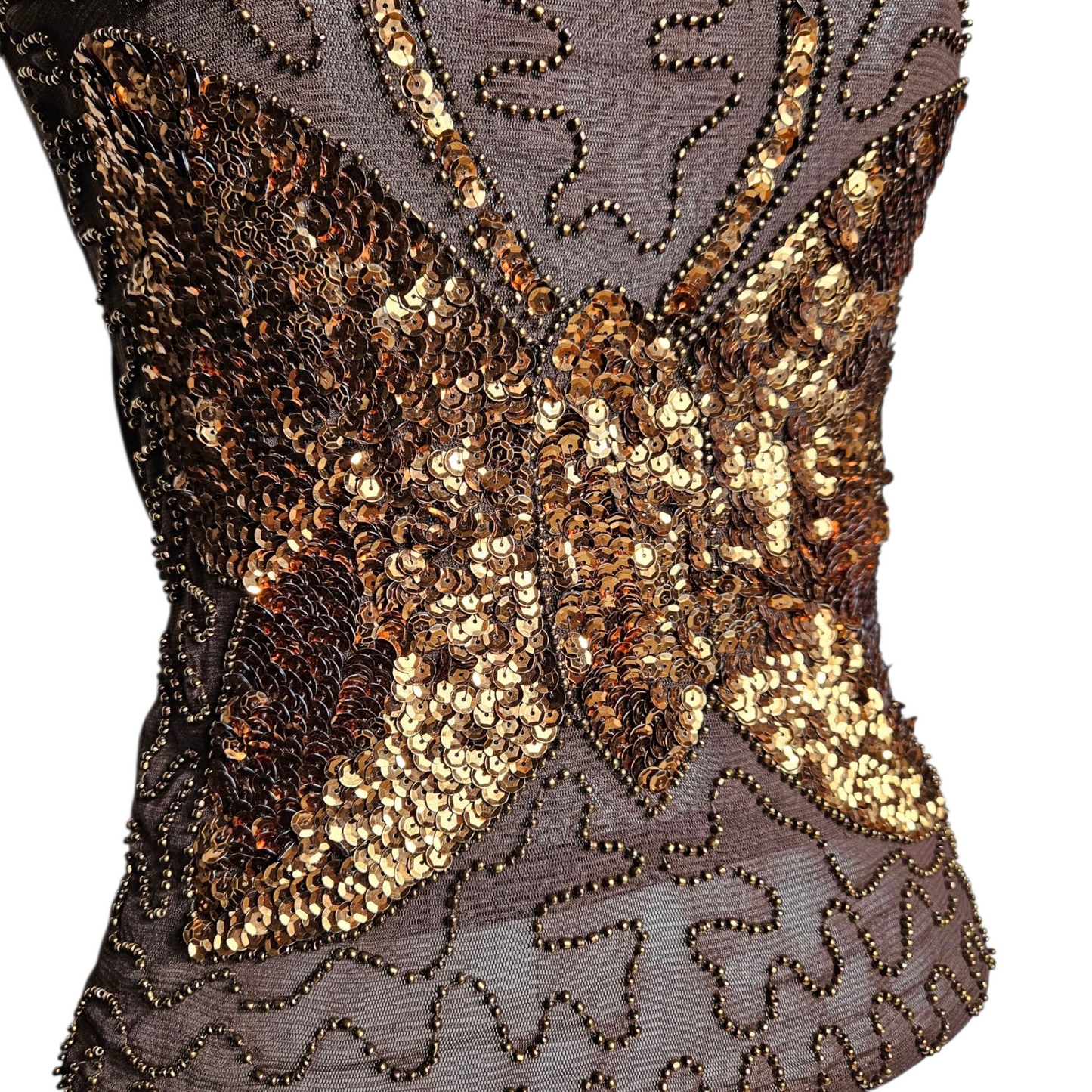 Brown voile top with sequins