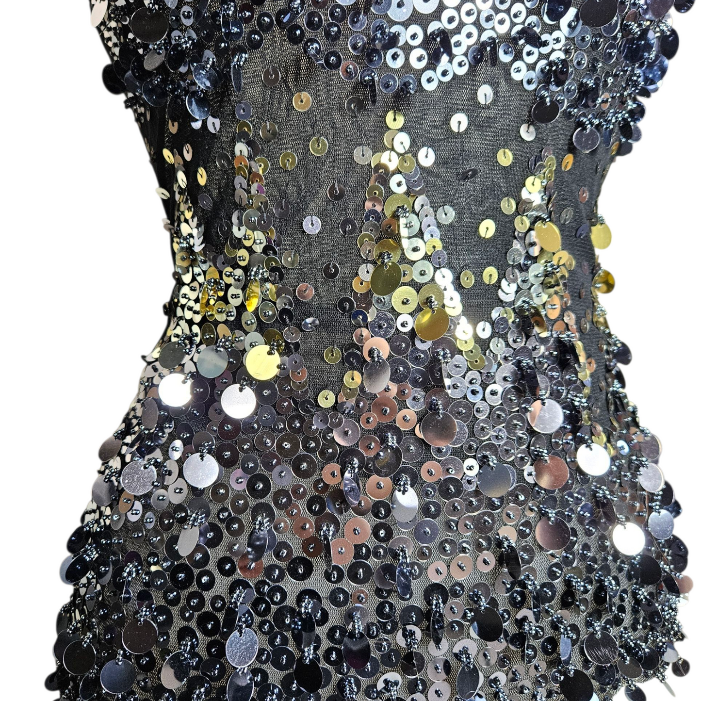 Black sequin voile top