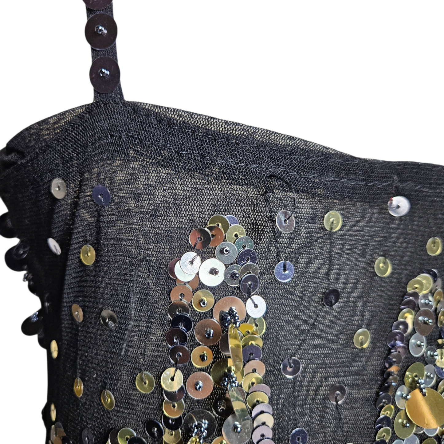 Black sequin voile top