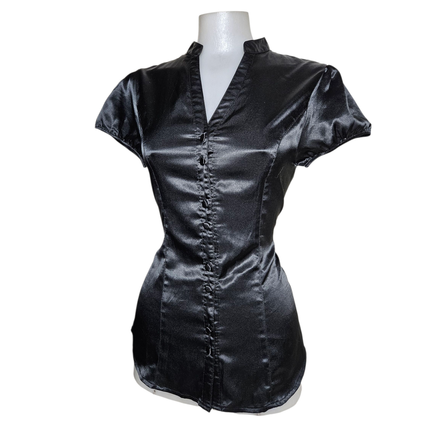 Chemise satinée noire