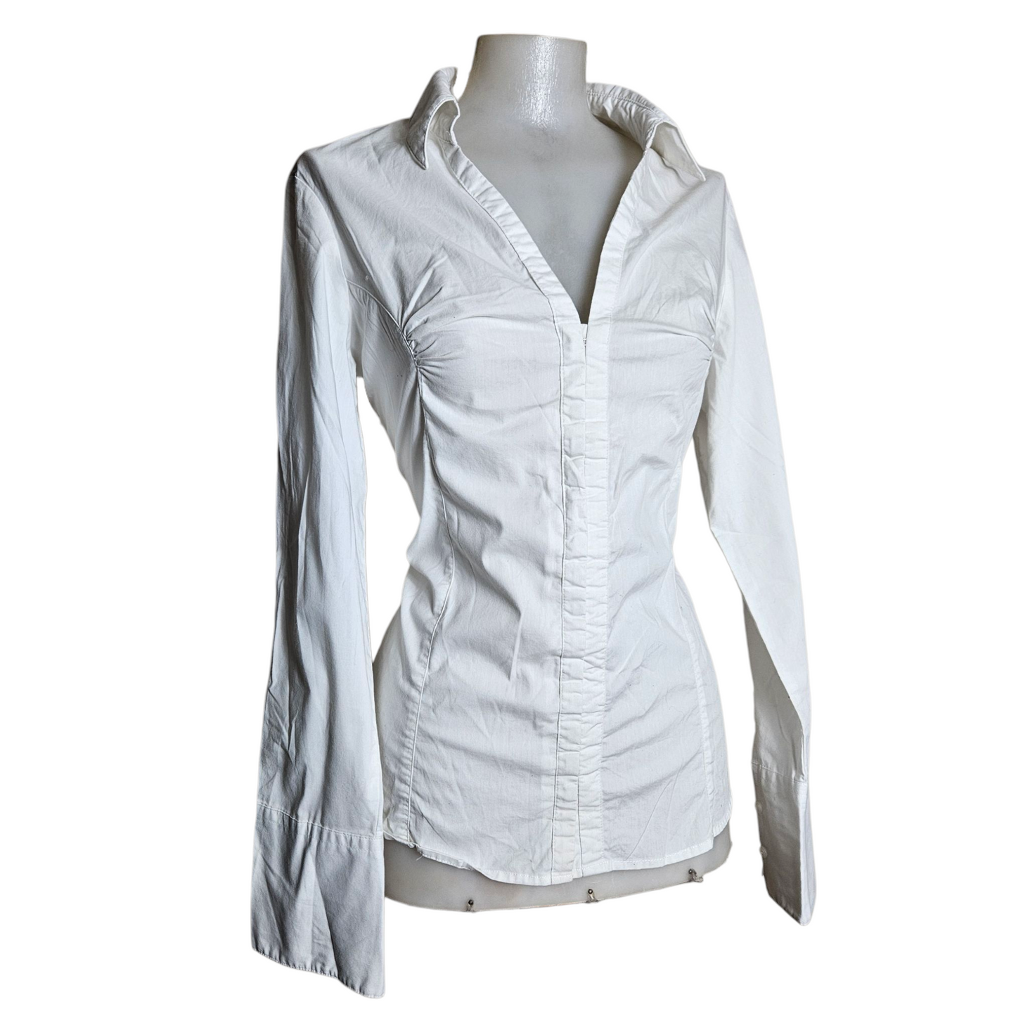 White shirt with hook and eye closure