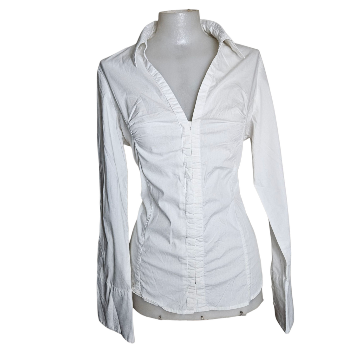 White shirt with hook and eye closure