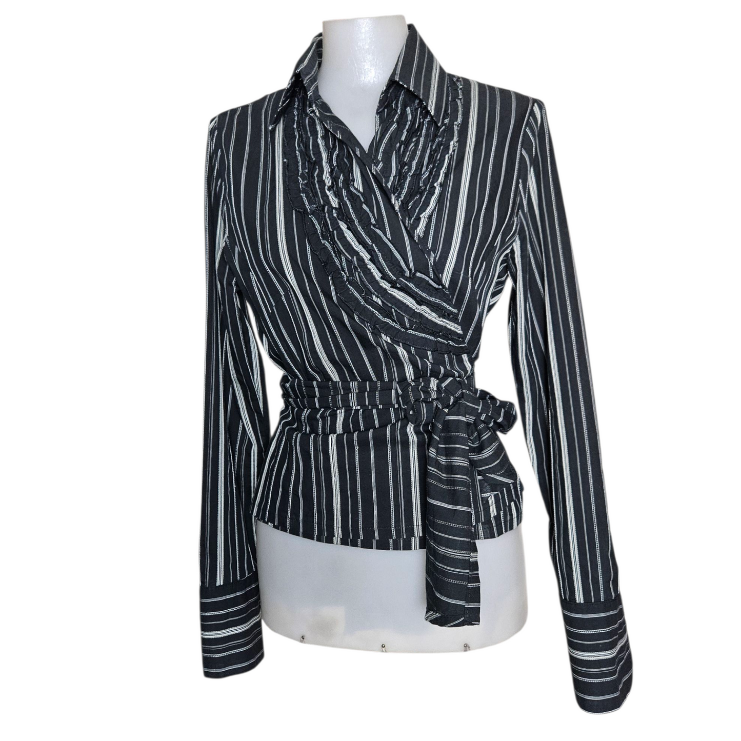 Striped wrap blouse
