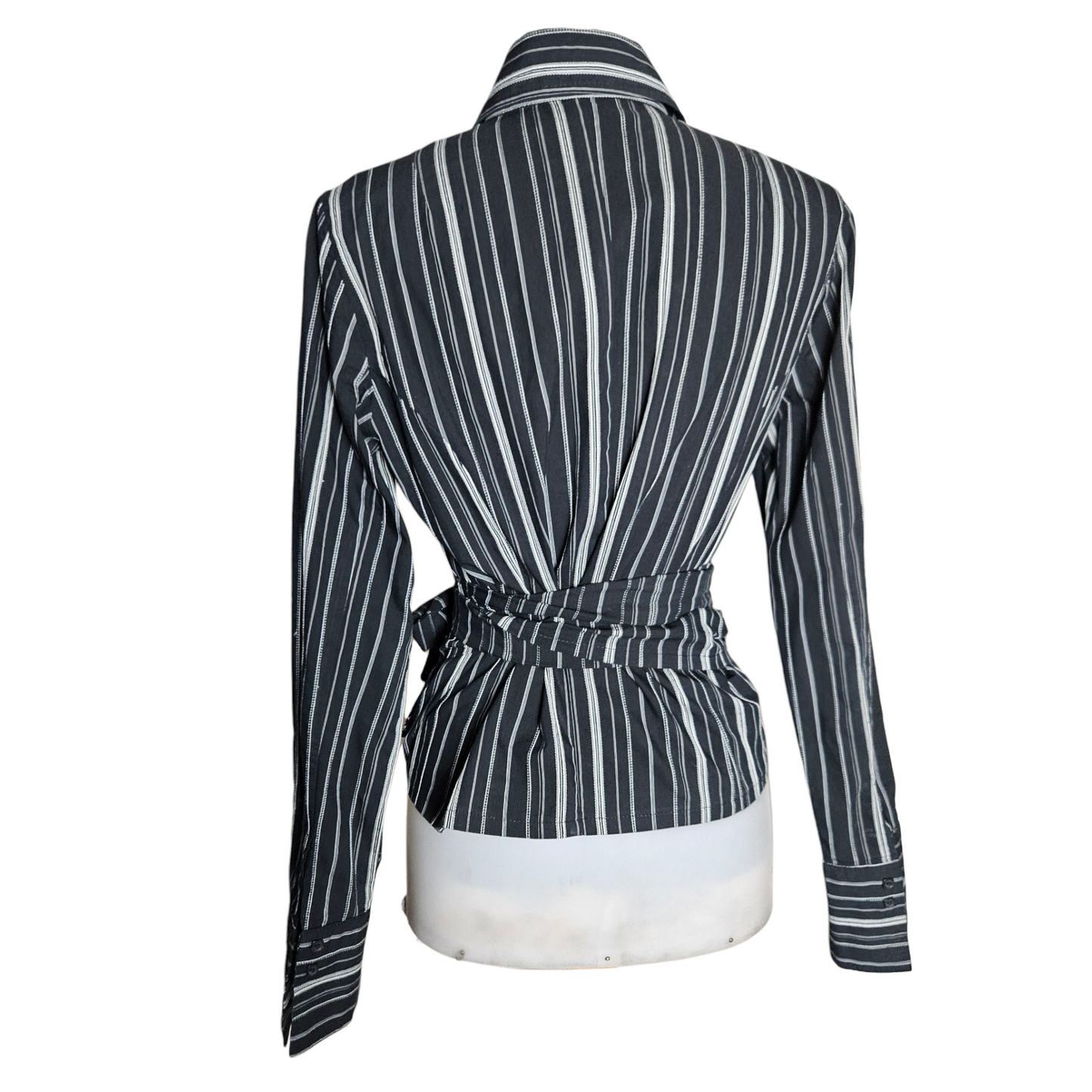 Striped wrap blouse