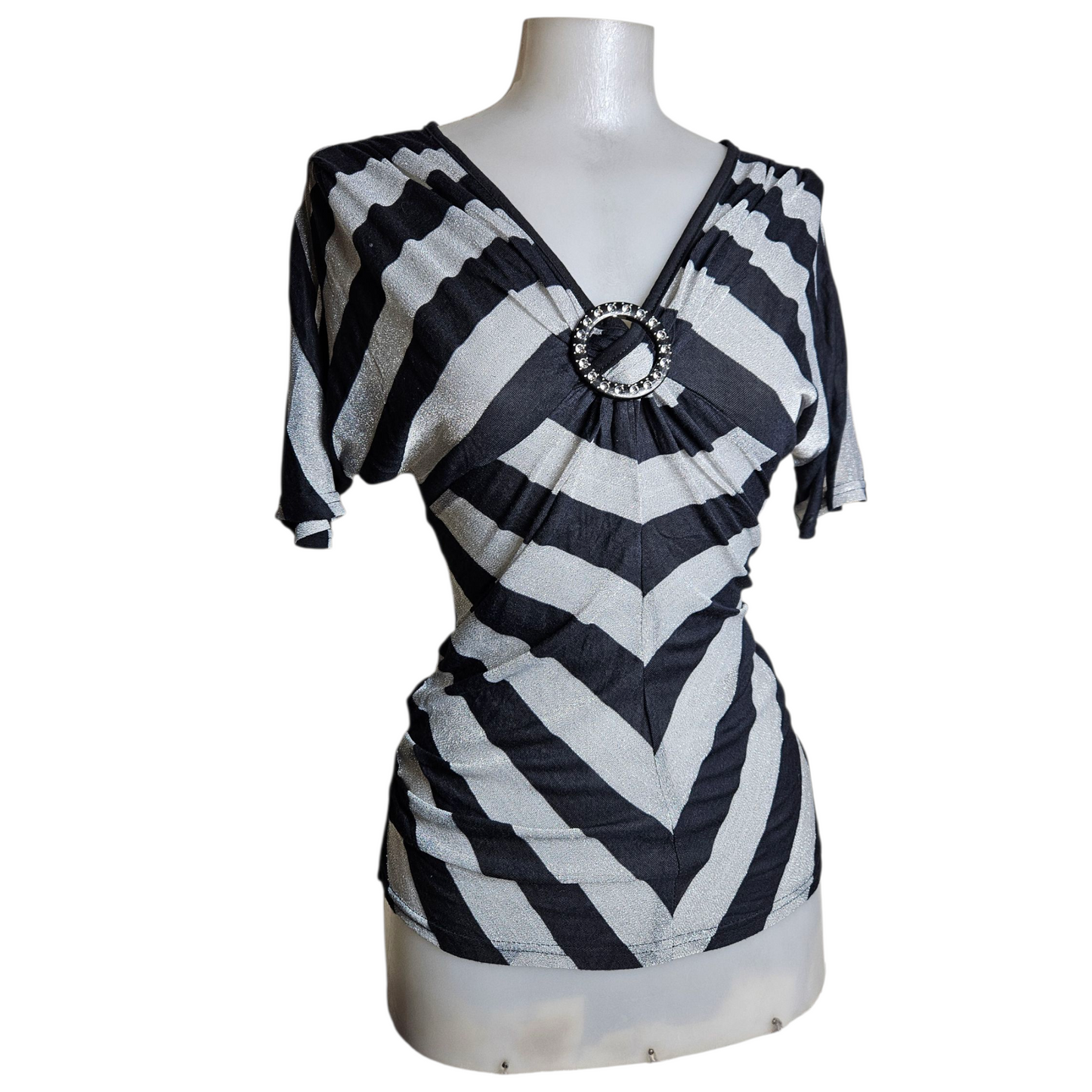 Striped top with buckle detail