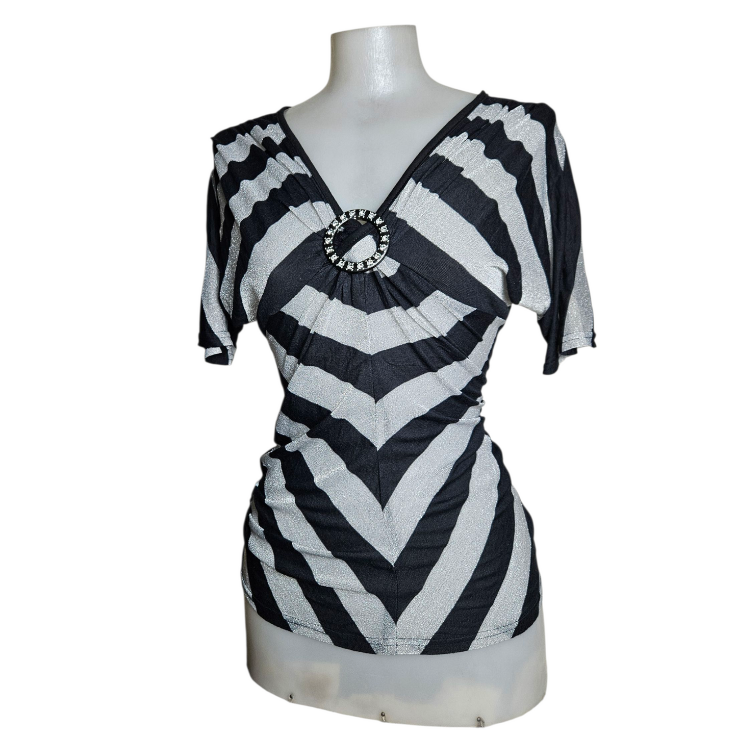 Striped top with buckle detail