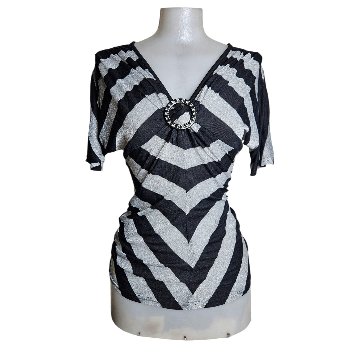 Striped top with buckle detail
