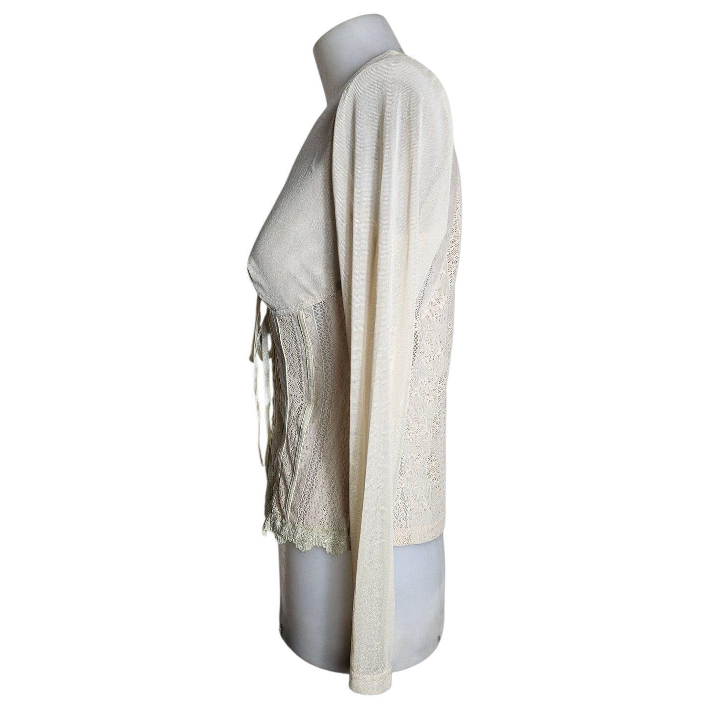Lace and voile blouse with lacing