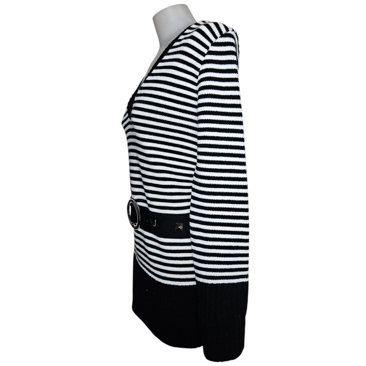 Striped buckle sweater