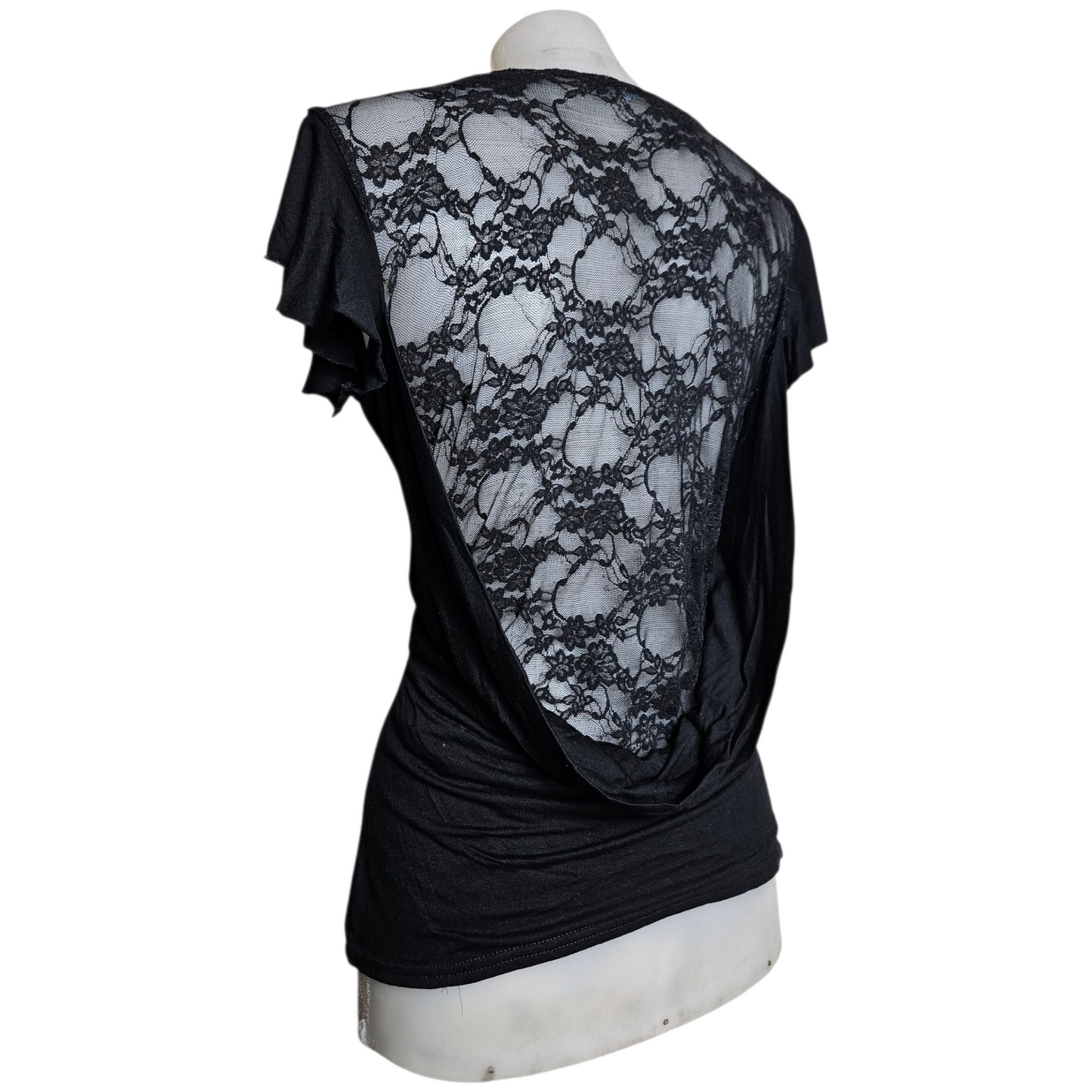 High cowl neck with lace back
