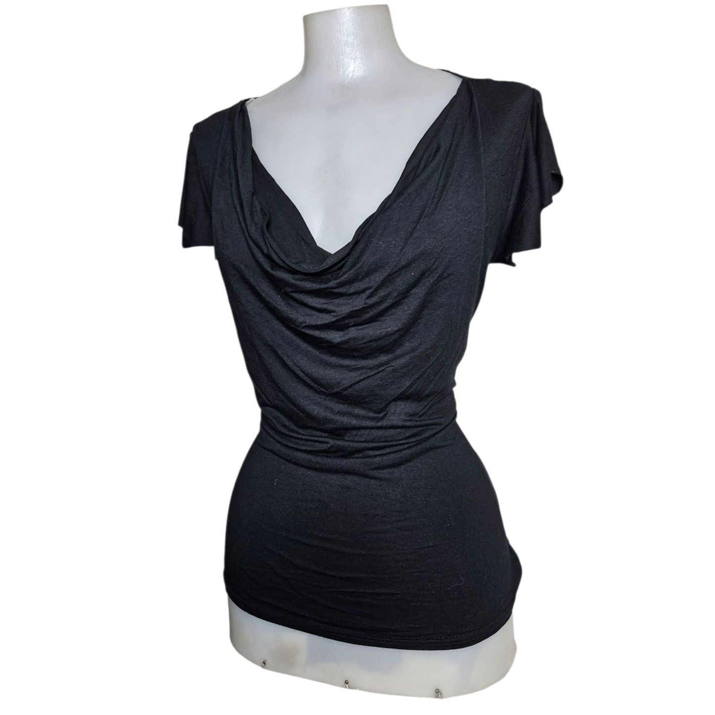 High cowl neck with lace back