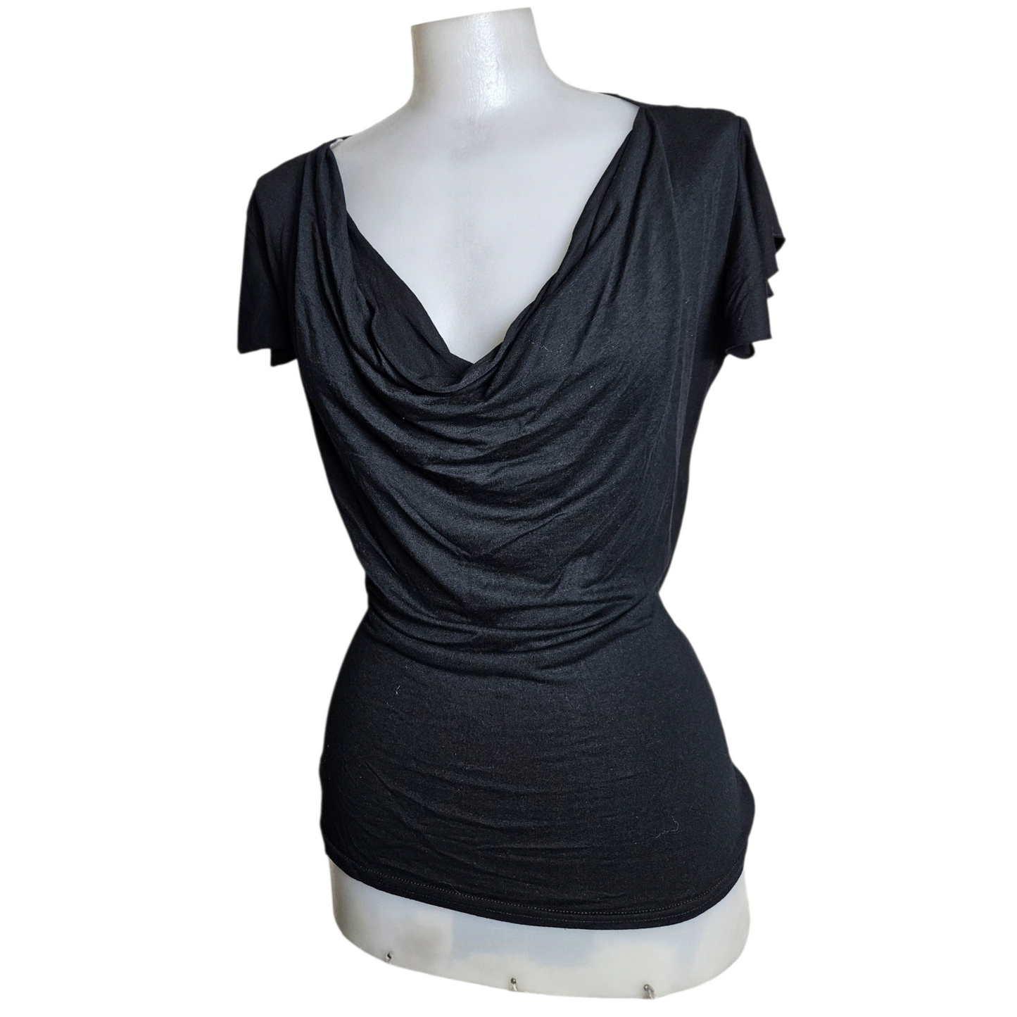 High cowl neck with lace back