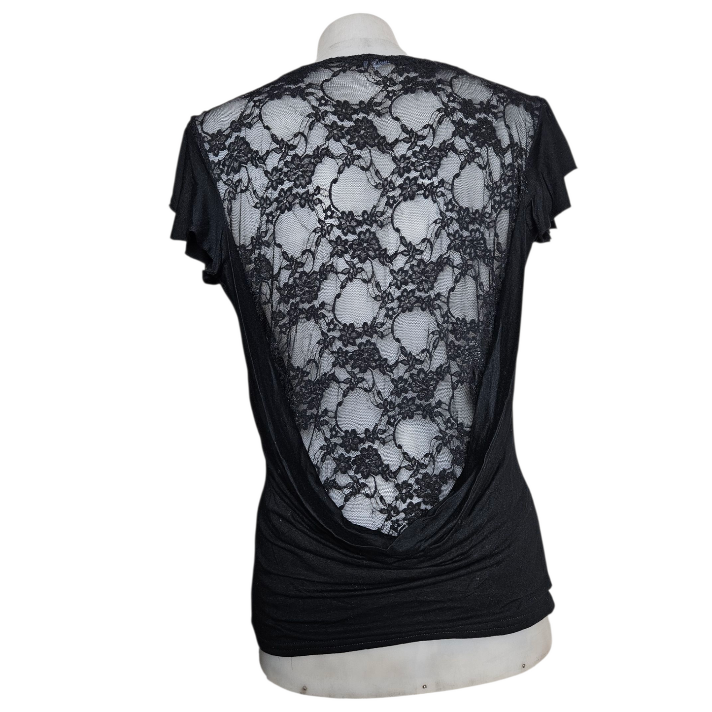 High cowl neck with lace back