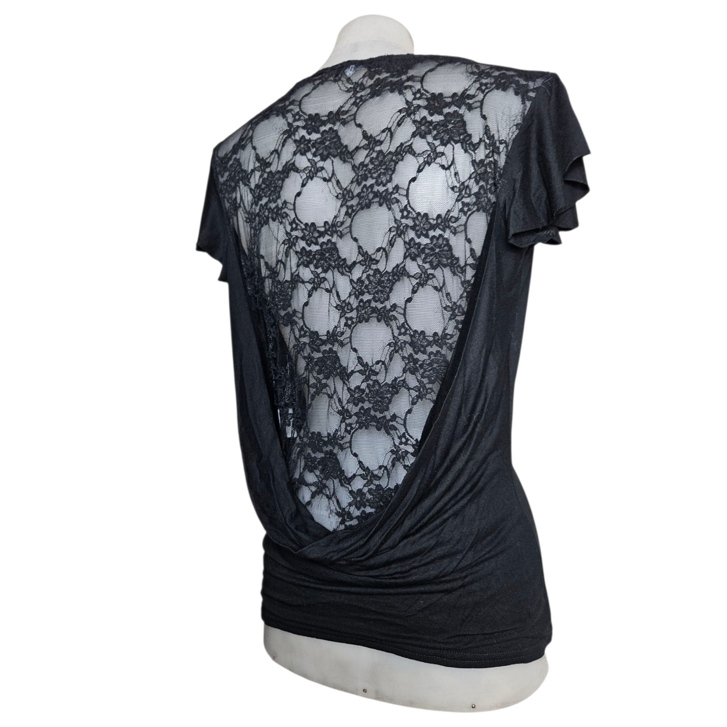 High cowl neck with lace back