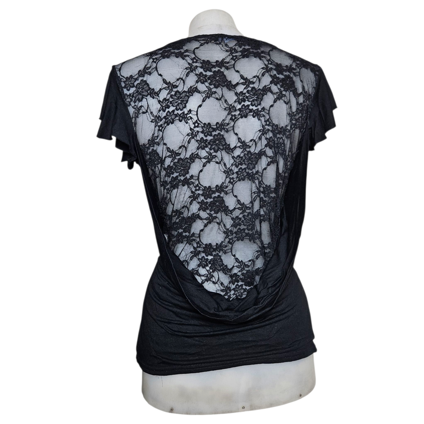 High cowl neck with lace back