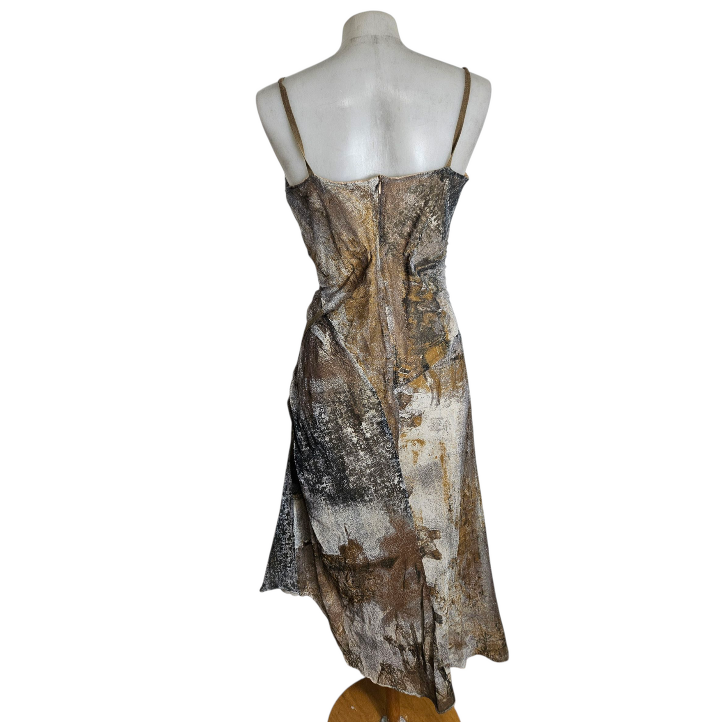 Robe asymétrique tons gris et beige