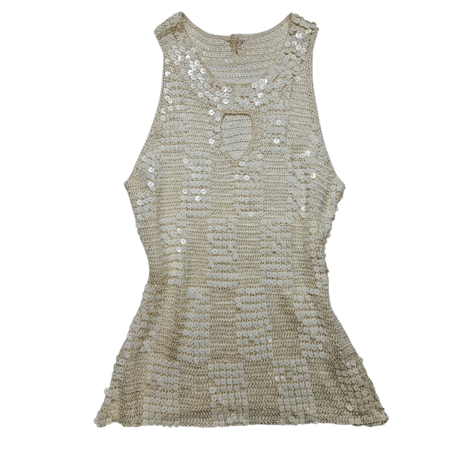 Haut crème en crochet brodé de sequins