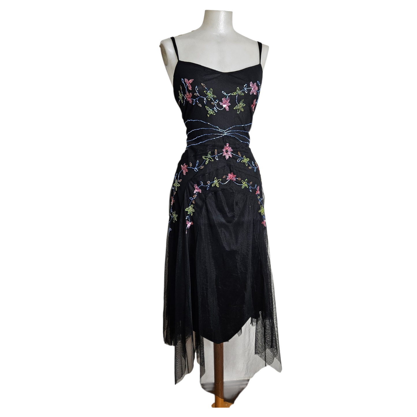 Robe asymétrique en voile brodé René Derhy