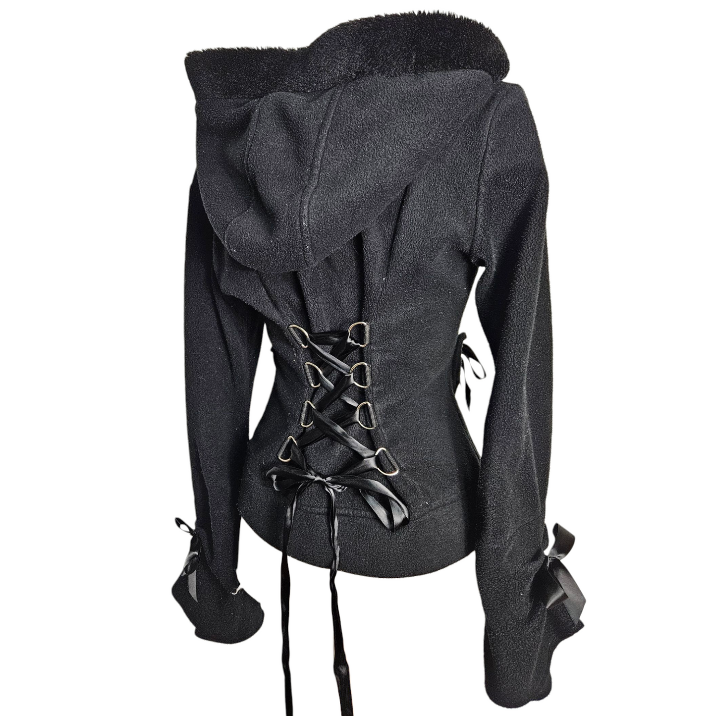 Veste à capuche détails ruban et lacage