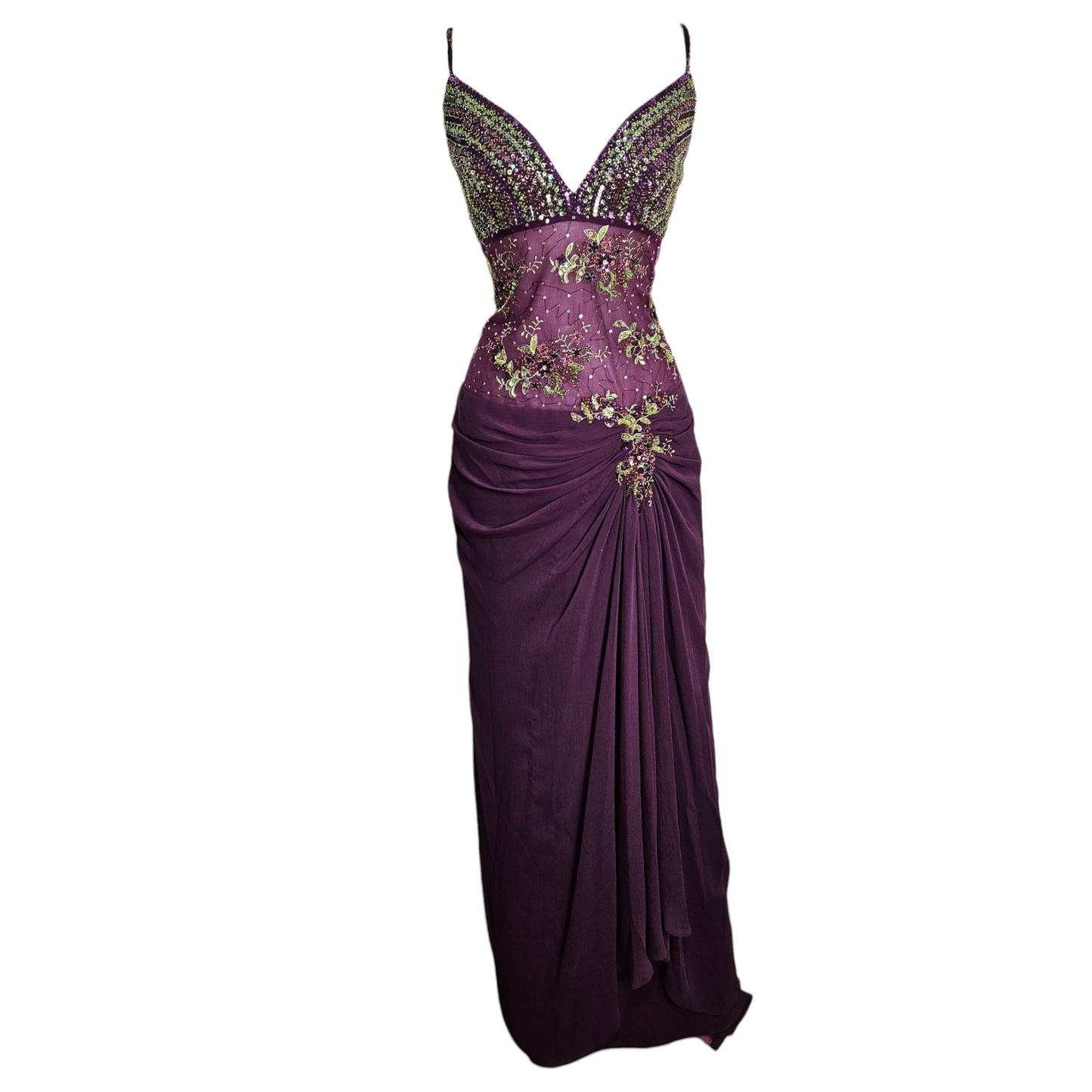 Maxi robe violette brodée