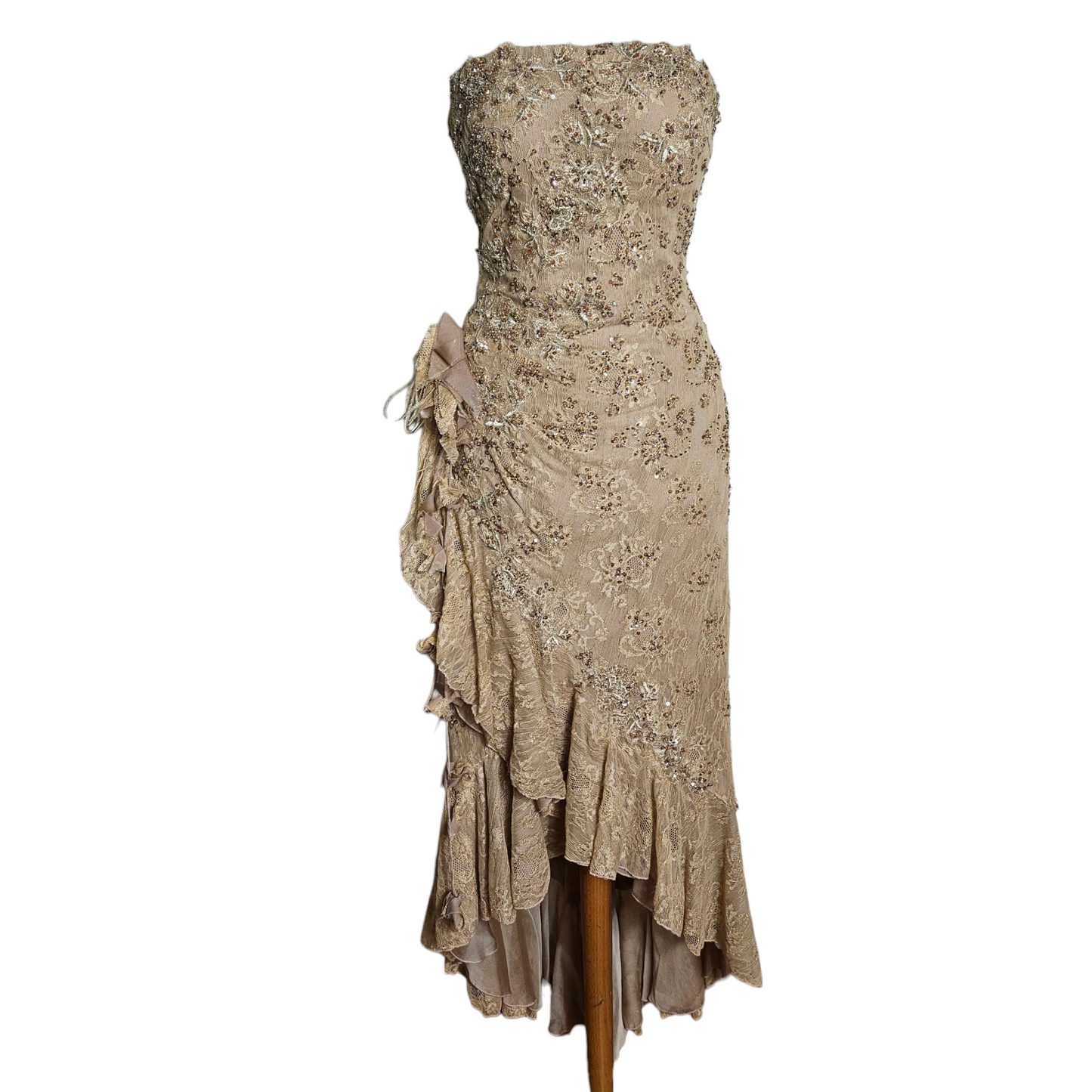 Robe bustier beige en dentelle