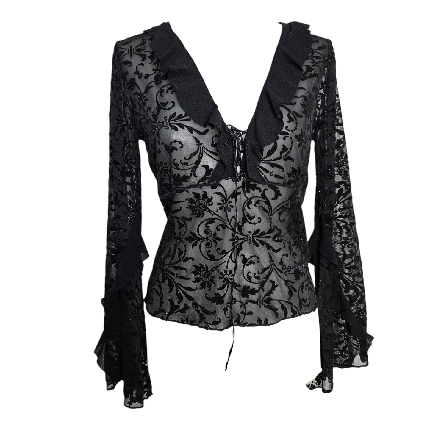 Haut en voile noir motif arabesques