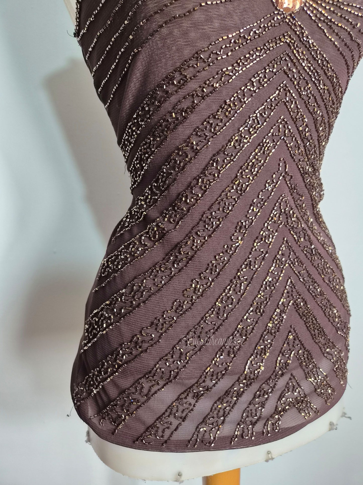 Haut en voile brodé marron