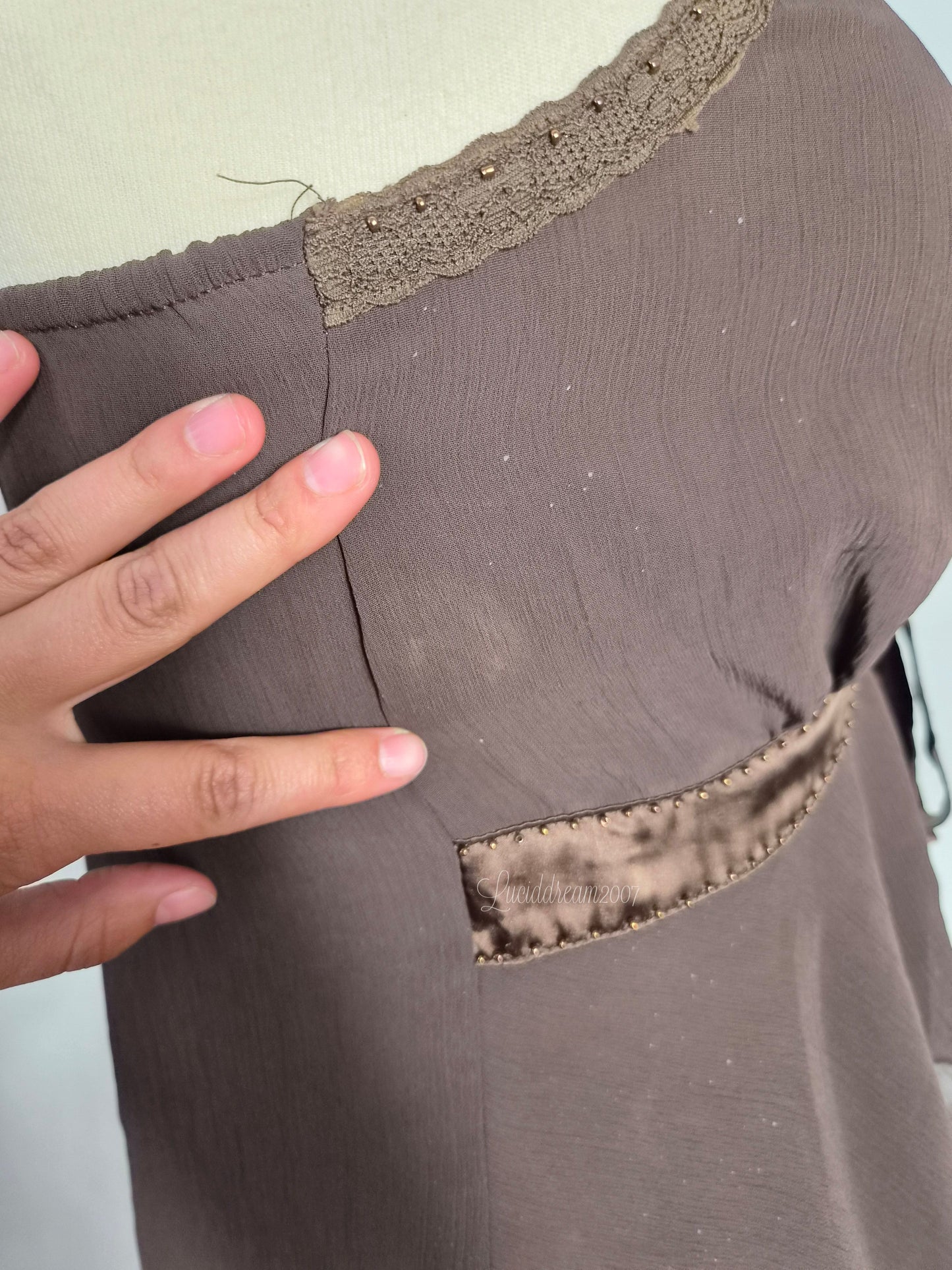 Haut en voile asymétrique marron