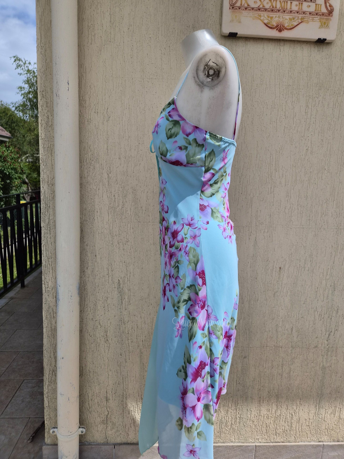 Blue floral print dress