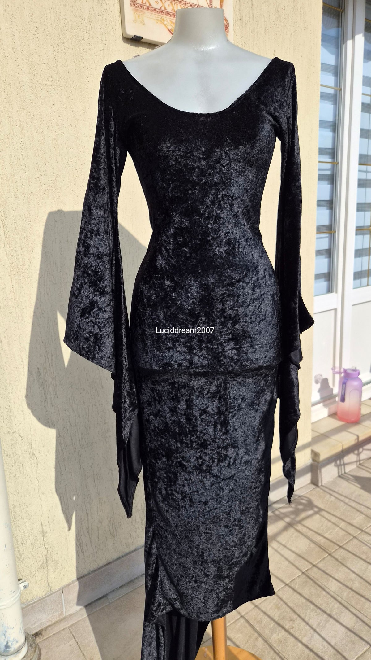The Black Rose long black velvet dress