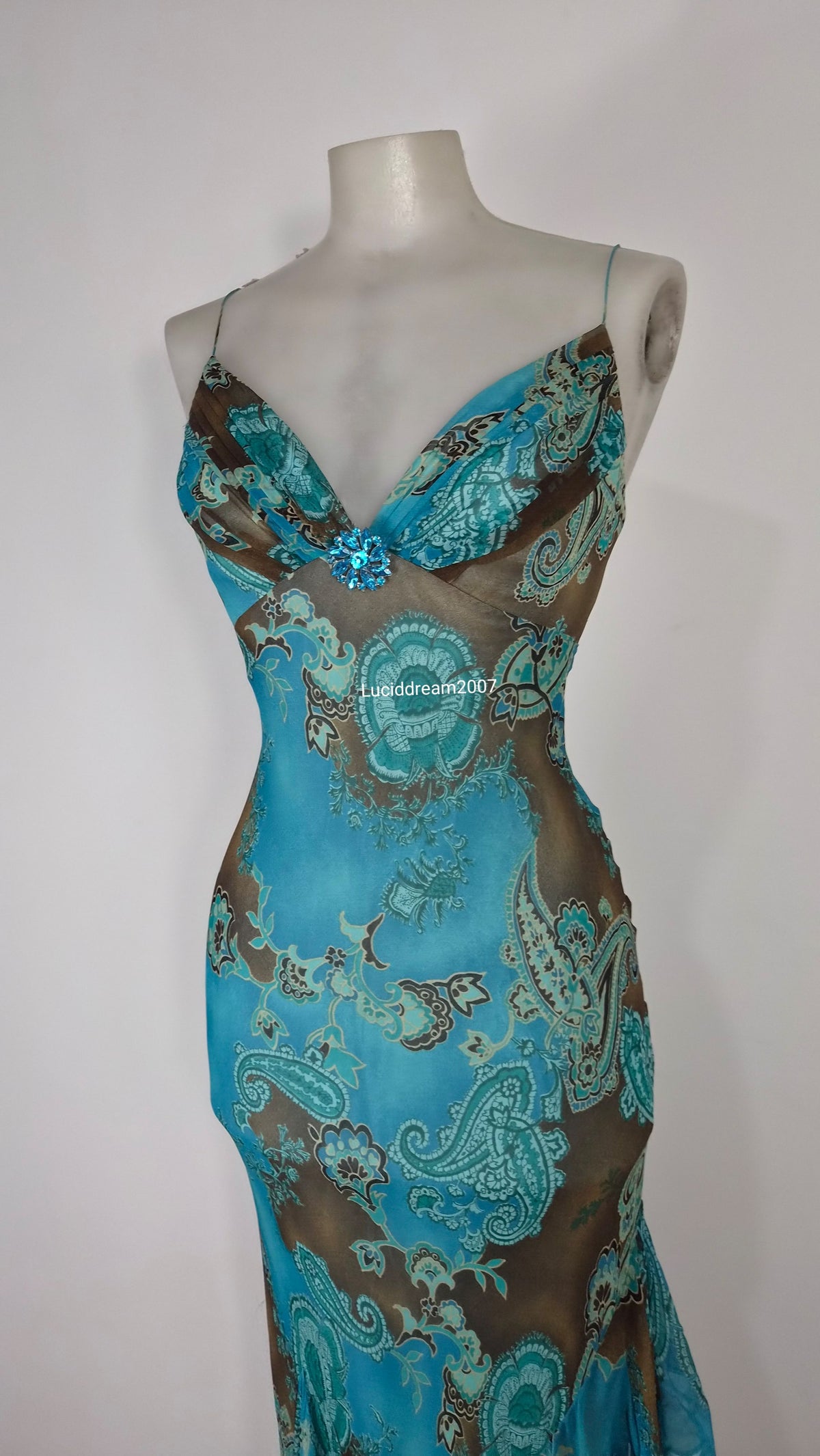 Robe en soie bleue Dave & Johnny