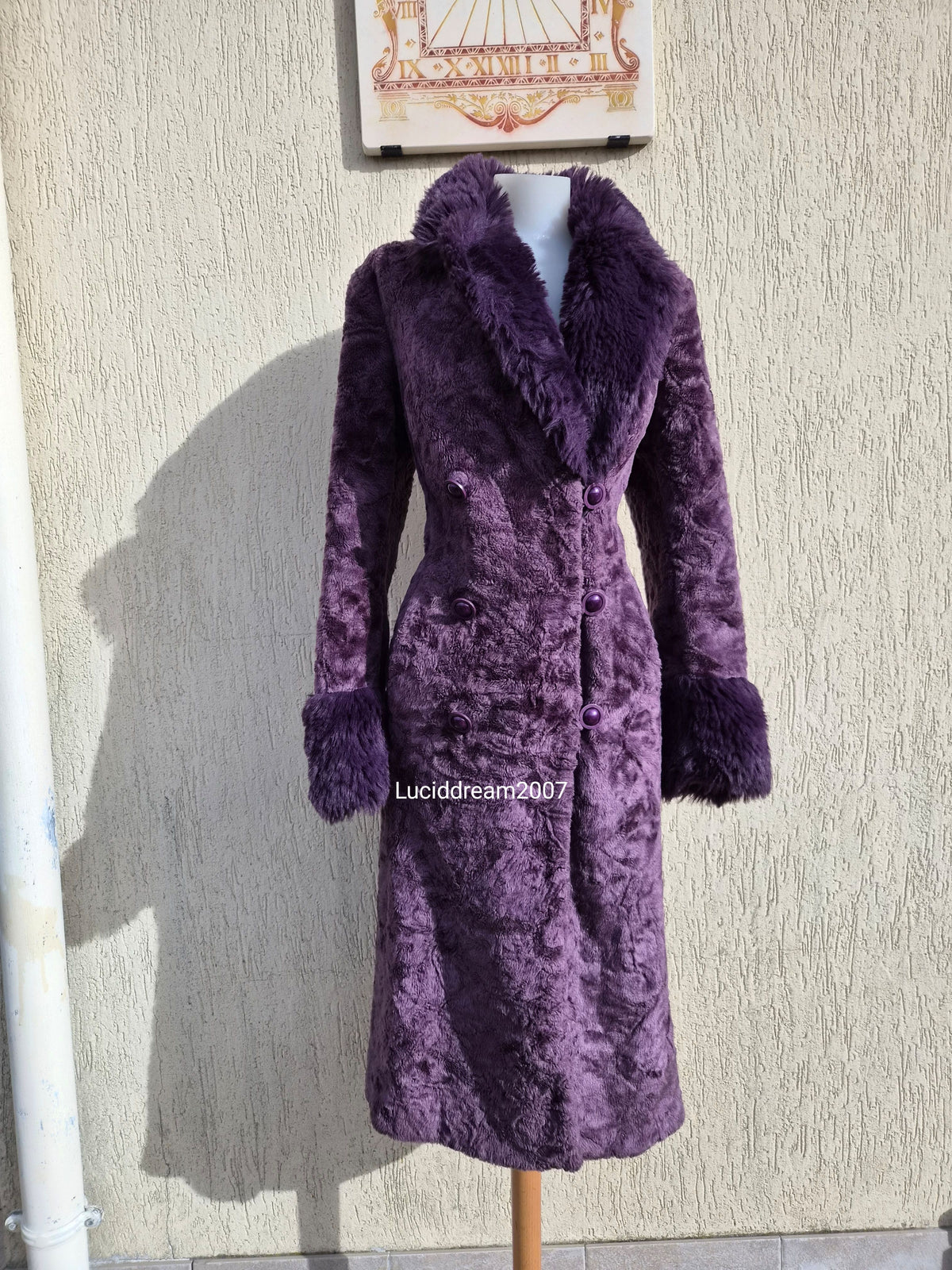 Purple faux fur coat