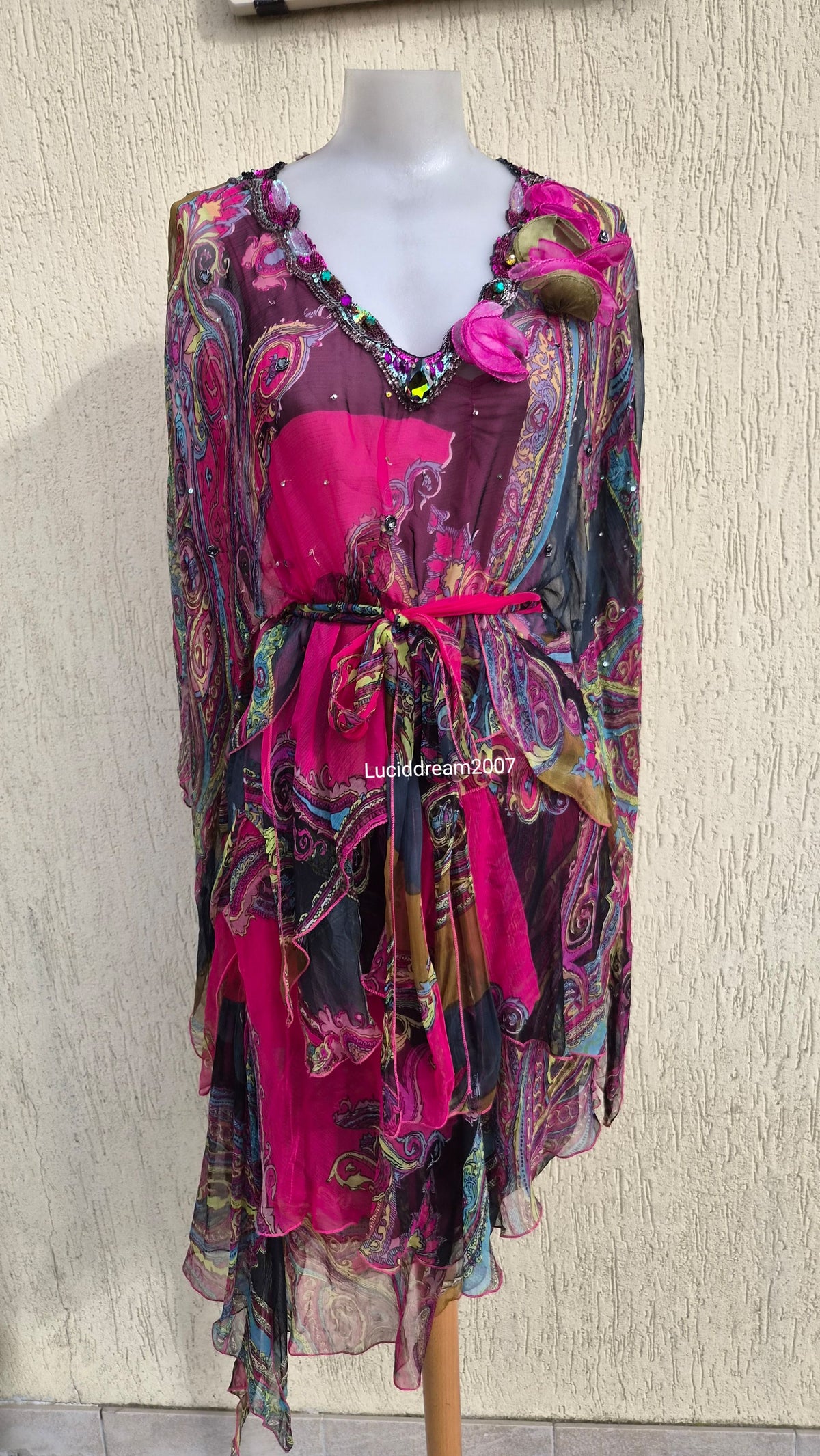 Ensemble blouse et robe tons roses