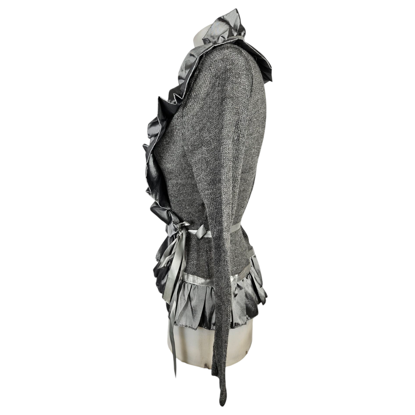 Two-material grey and silver heart-shaped wrapover