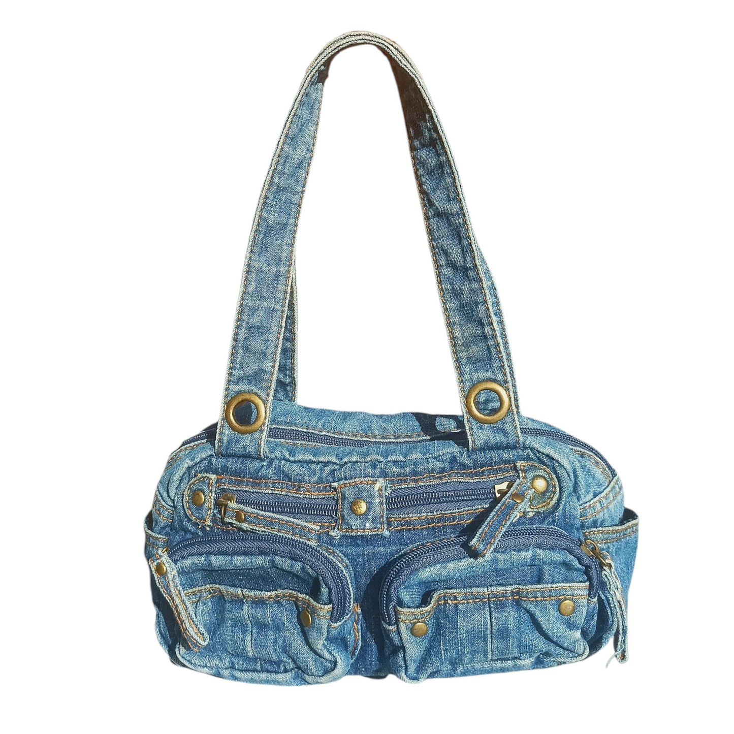 Mini multi-pocket denim bag