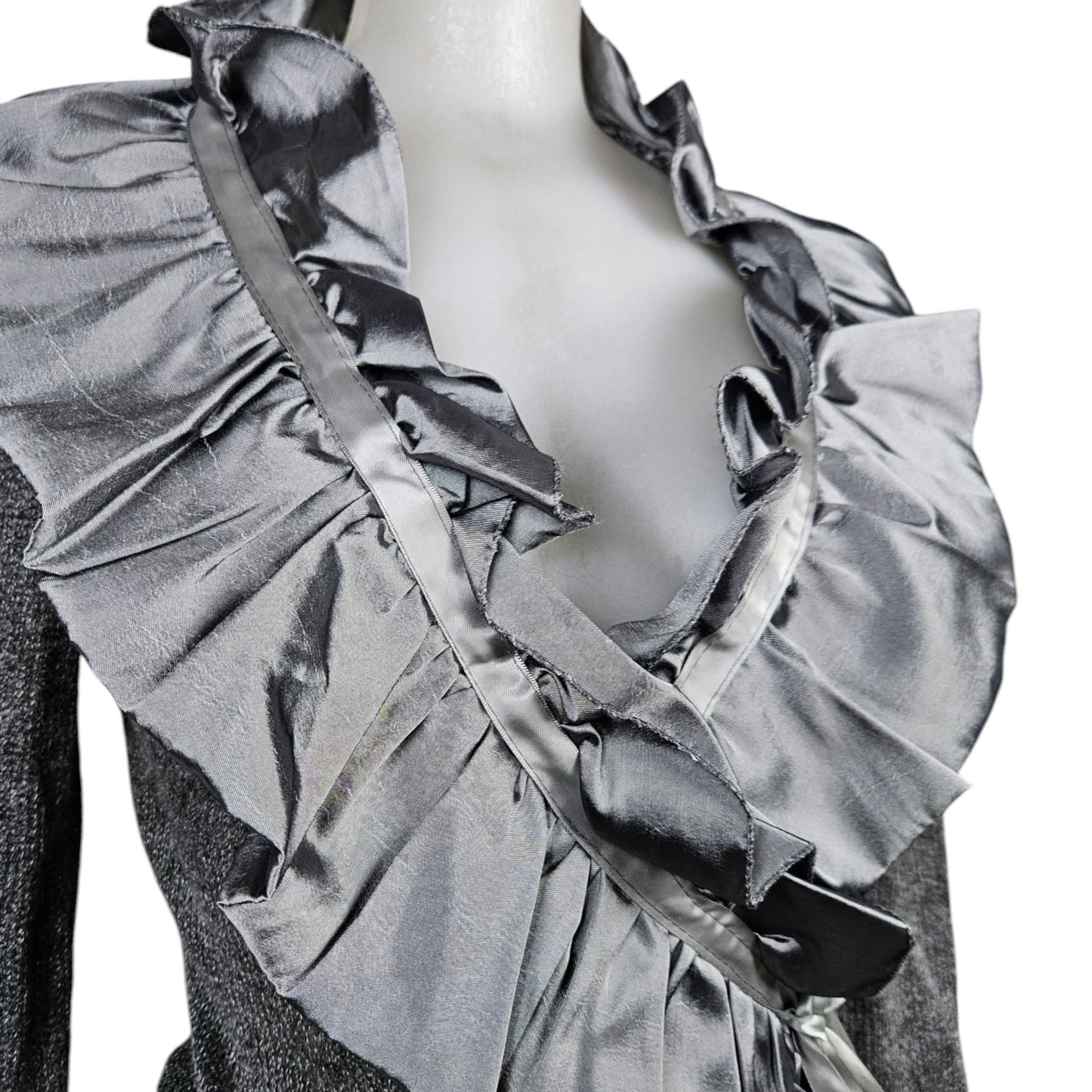 Two-material grey and silver heart-shaped wrapover