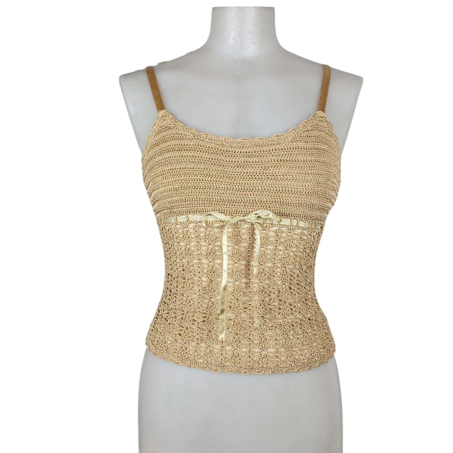 Débardeur en crochet beige et doré