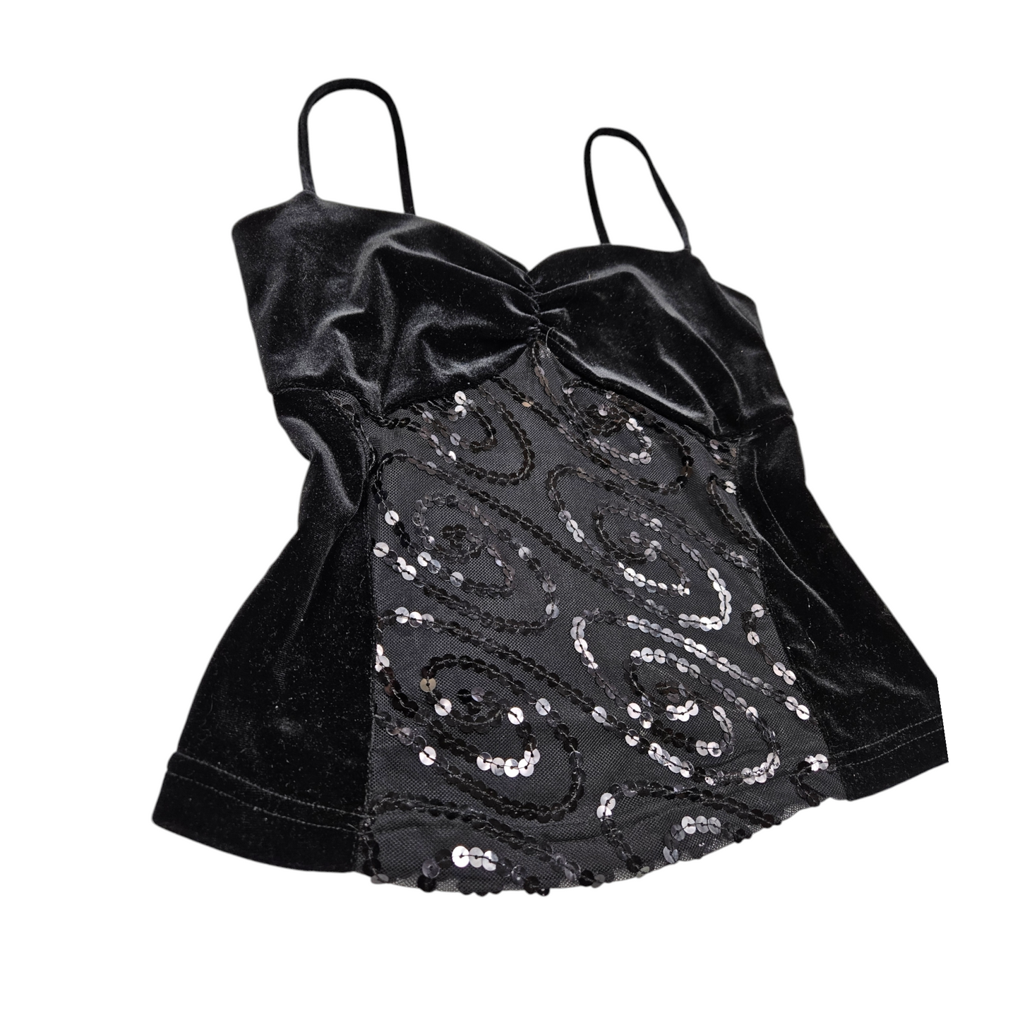 Débardeur en velours ras et sequins