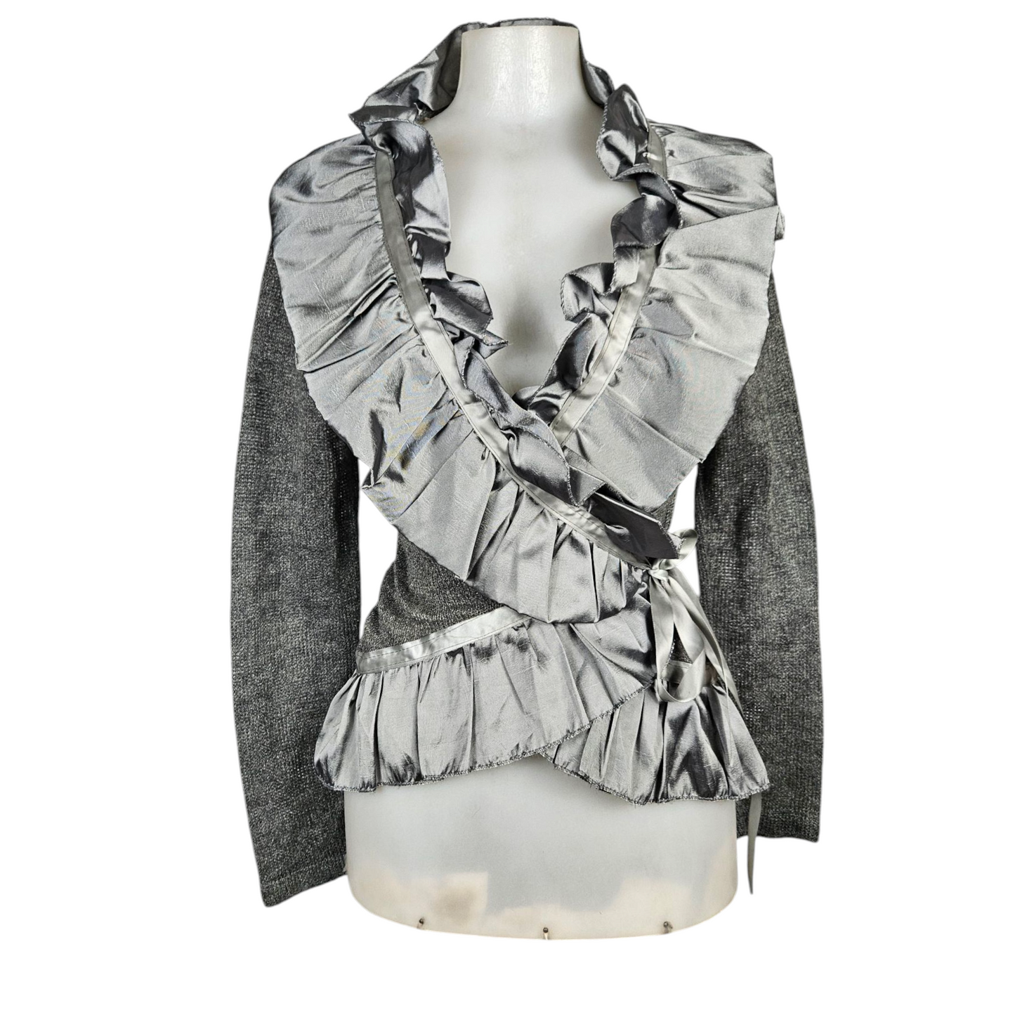 Two-material grey and silver heart-shaped wrapover